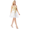 Grace Karin Strapless Sweetheart Golden Appliqued White Beaded Tulle Cocktail Dress GK000138-1